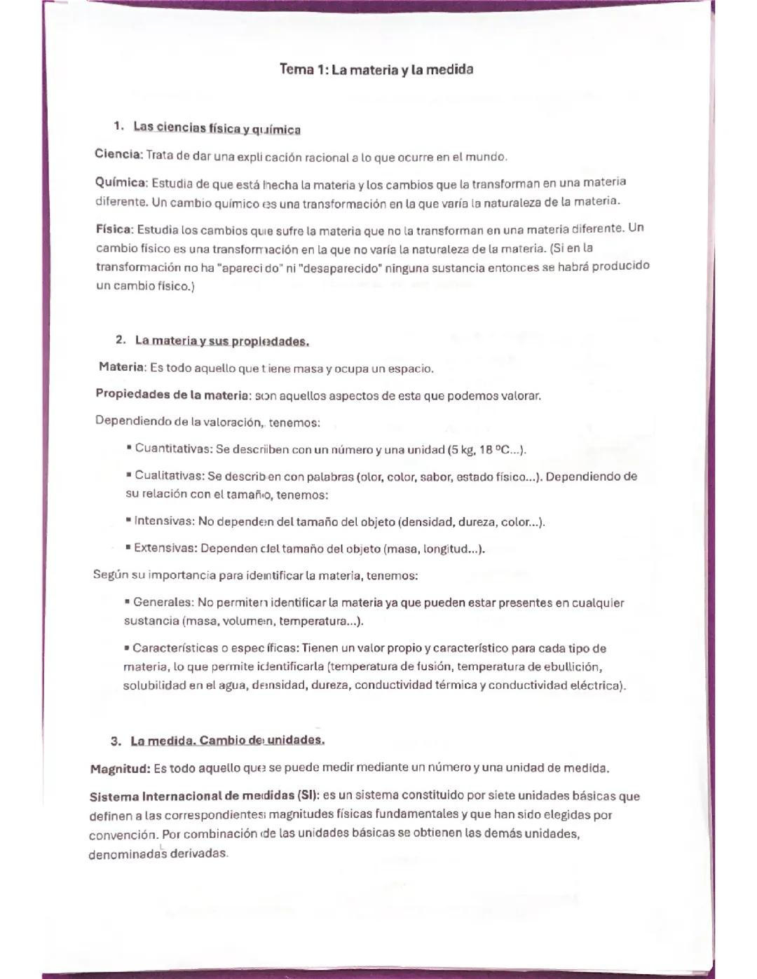 Fyq 2° ESO. La materia y la medida