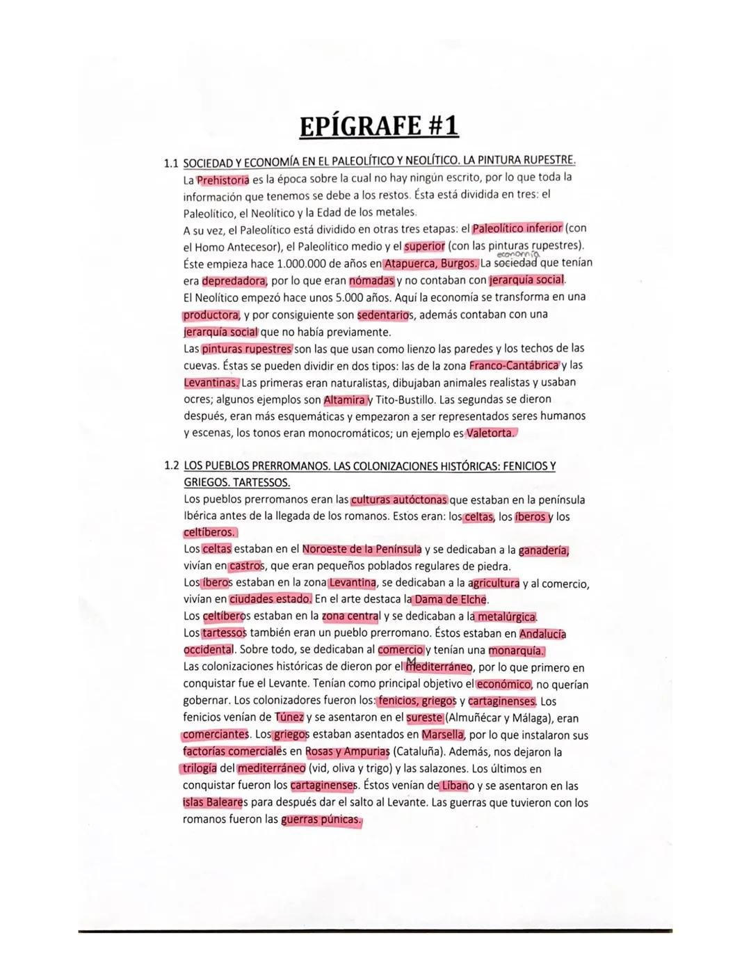 # EPÍGRAFE #1
1.1 SOCIEDAD Y ECONOMÍA EN EL PALEOLÍTICO Y NEOLÍTICO. LA PINTURA RUPESTRE.
La Prehistoria es la época sobre la cual no hay n