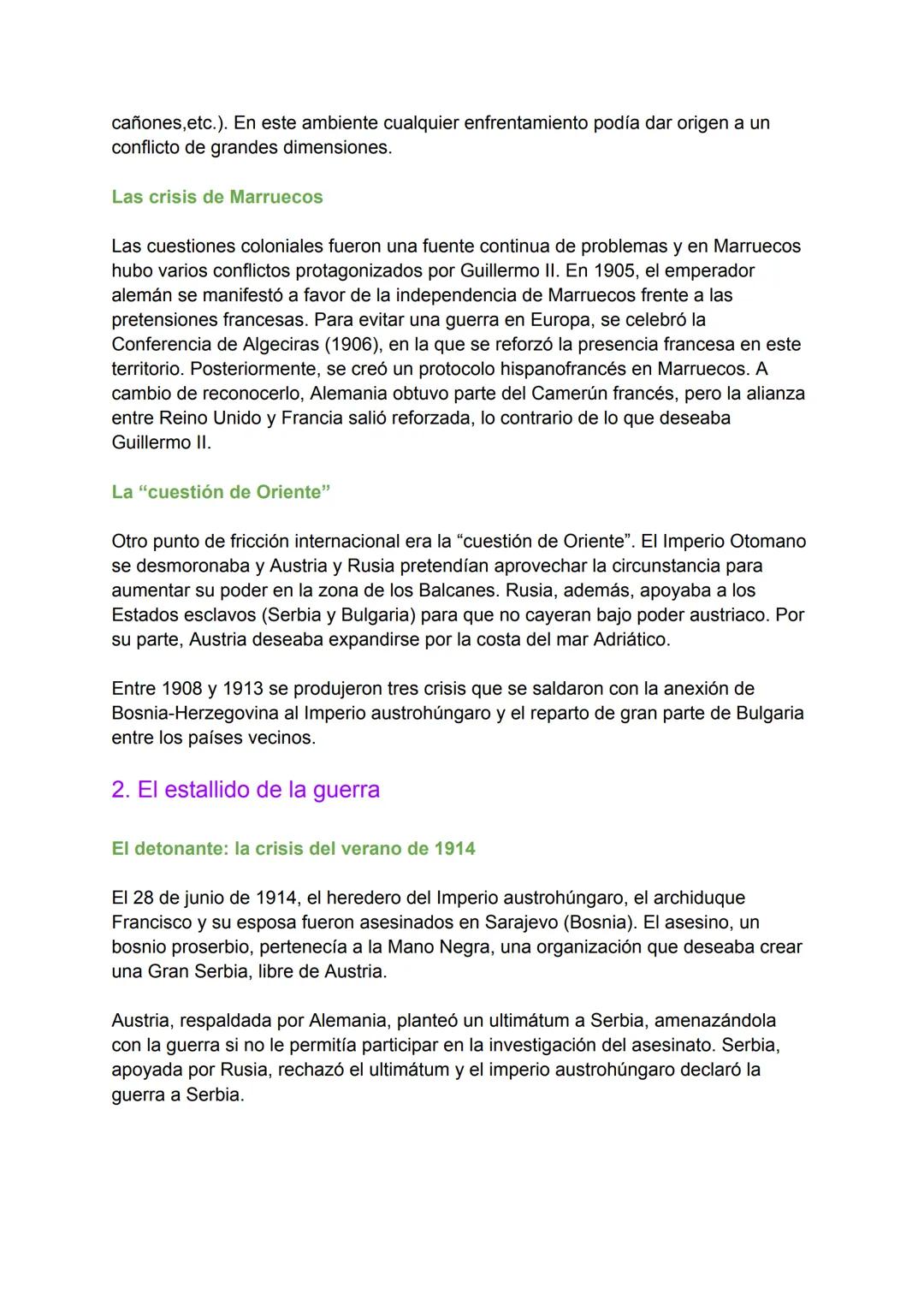 # Tema 1. El difícil comienzo del siglo XX. La
primera Guerra Mundial
1. ¿Qué llevó al comienzo de la guerra?
A comienzos del siglo XX, la