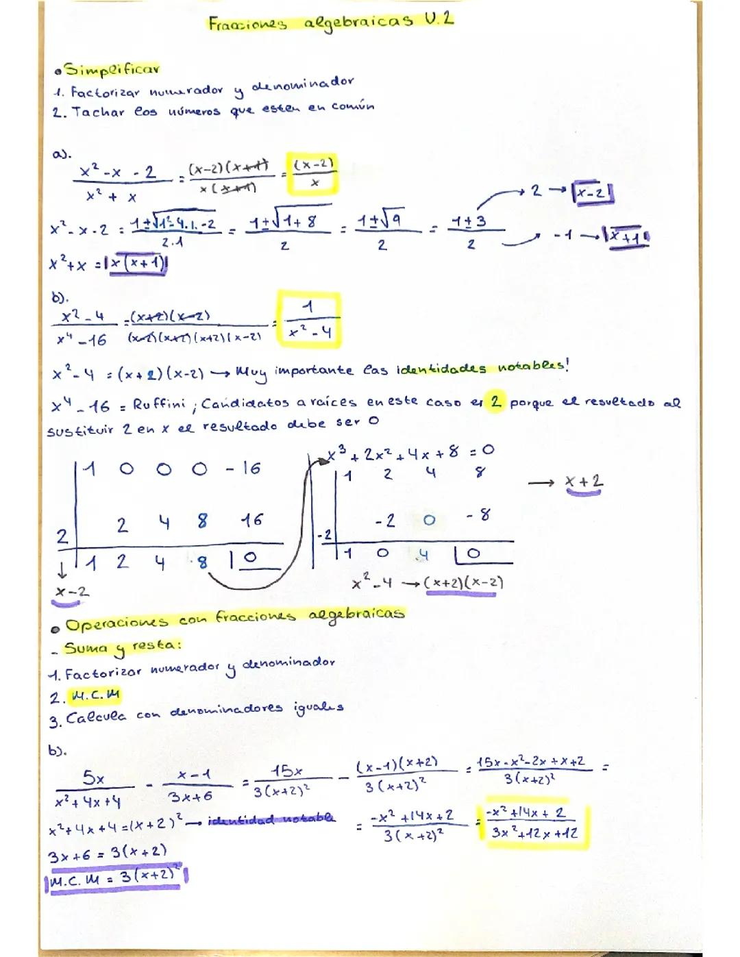 Fracciones algebraicas
