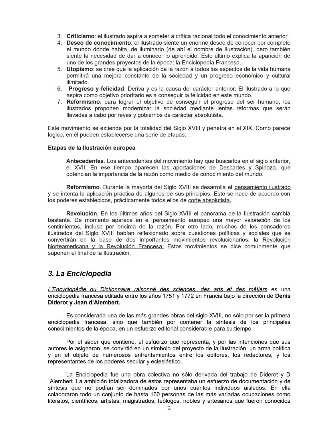 # BLOQUE 4- EL SIGLO DE LAS LUCES
El desarrollo del espíritu crítico. La Ilustración. La Enciclopedia. La
prosa ilustrada
1. El desarrollo