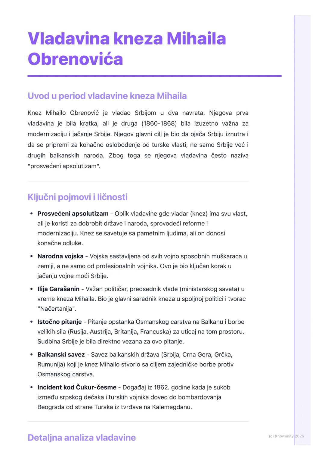 # Vladavina kneza Mihaila
Obrenovića
Uvod u period vladavine kneza Mihaila
Knez Mihailo Obrenović je vladao Srbijom u dva navrata. Njegova