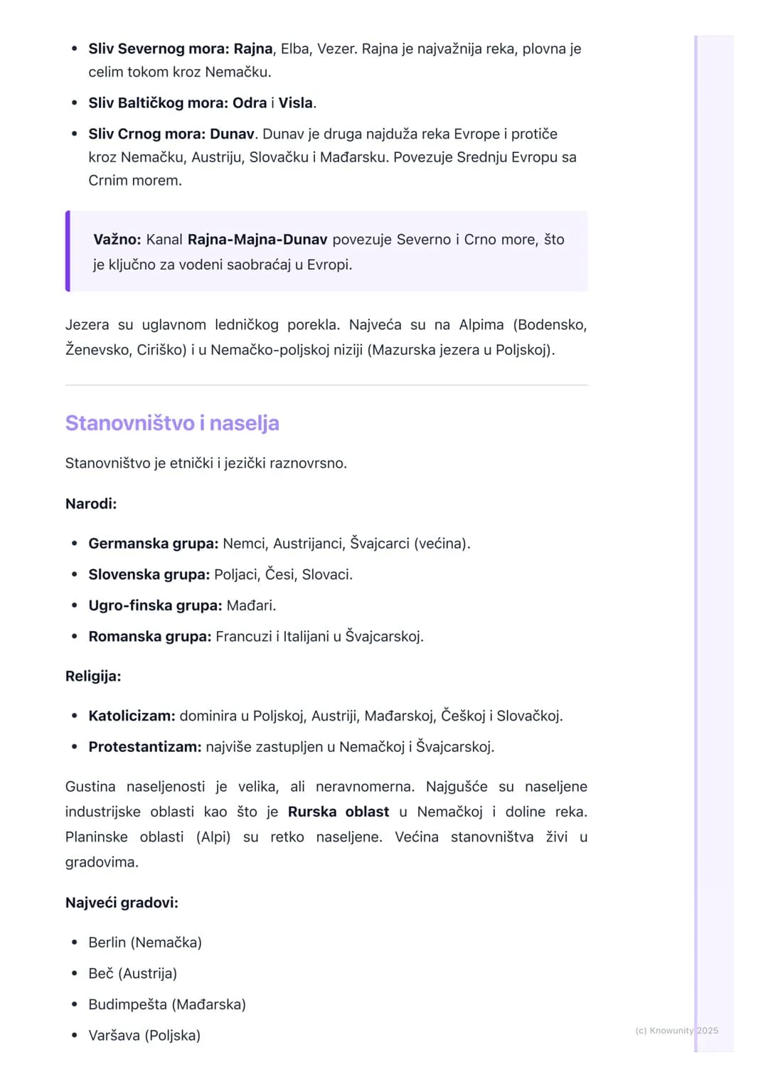 # Srednja Evropa
Uvod i položaj Srednje Evrope
Srednja Evropa se nalazi u centralnom delu našeg kontinenta. Zbog svog
položaja, ona je važ