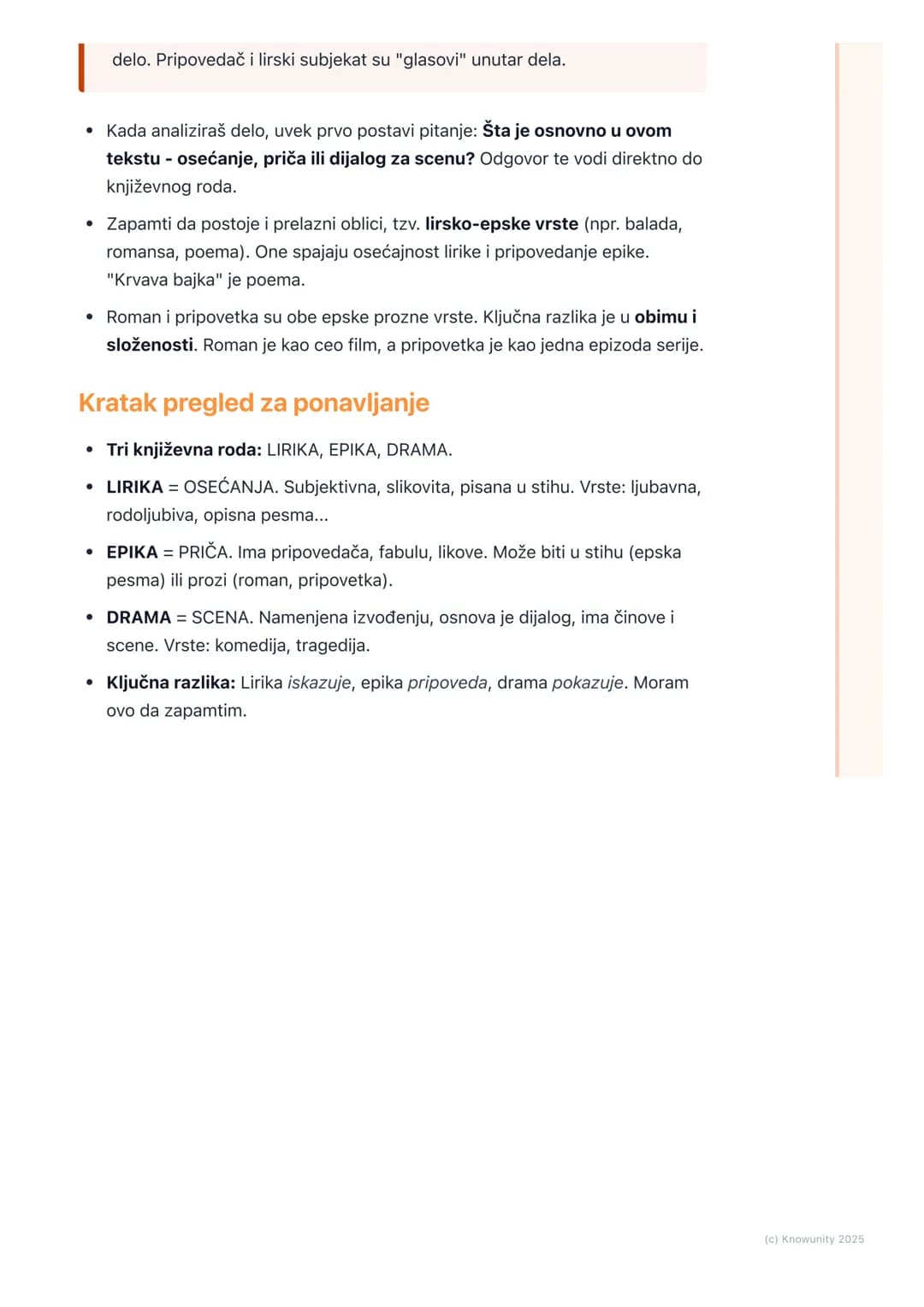 # Književni rodovi i vrste
Uvod u književne rodove
Sva književna dela se prema svojim osobinama dele u tri velike grupe. Te grupe
se zovu