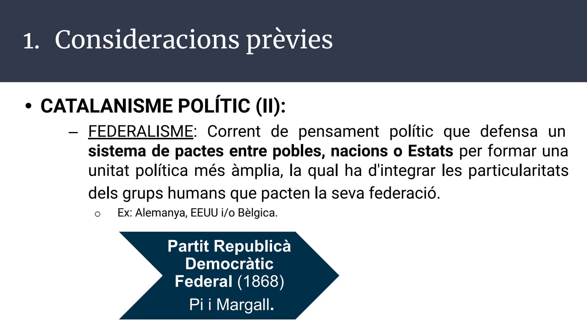 Unitat 3.
El catalanisme polític
(1833-1901)
C
Història d'Espanya; 2n Batxillerat Índex
1. Consideracions prèvies
2. Els fonaments culturals