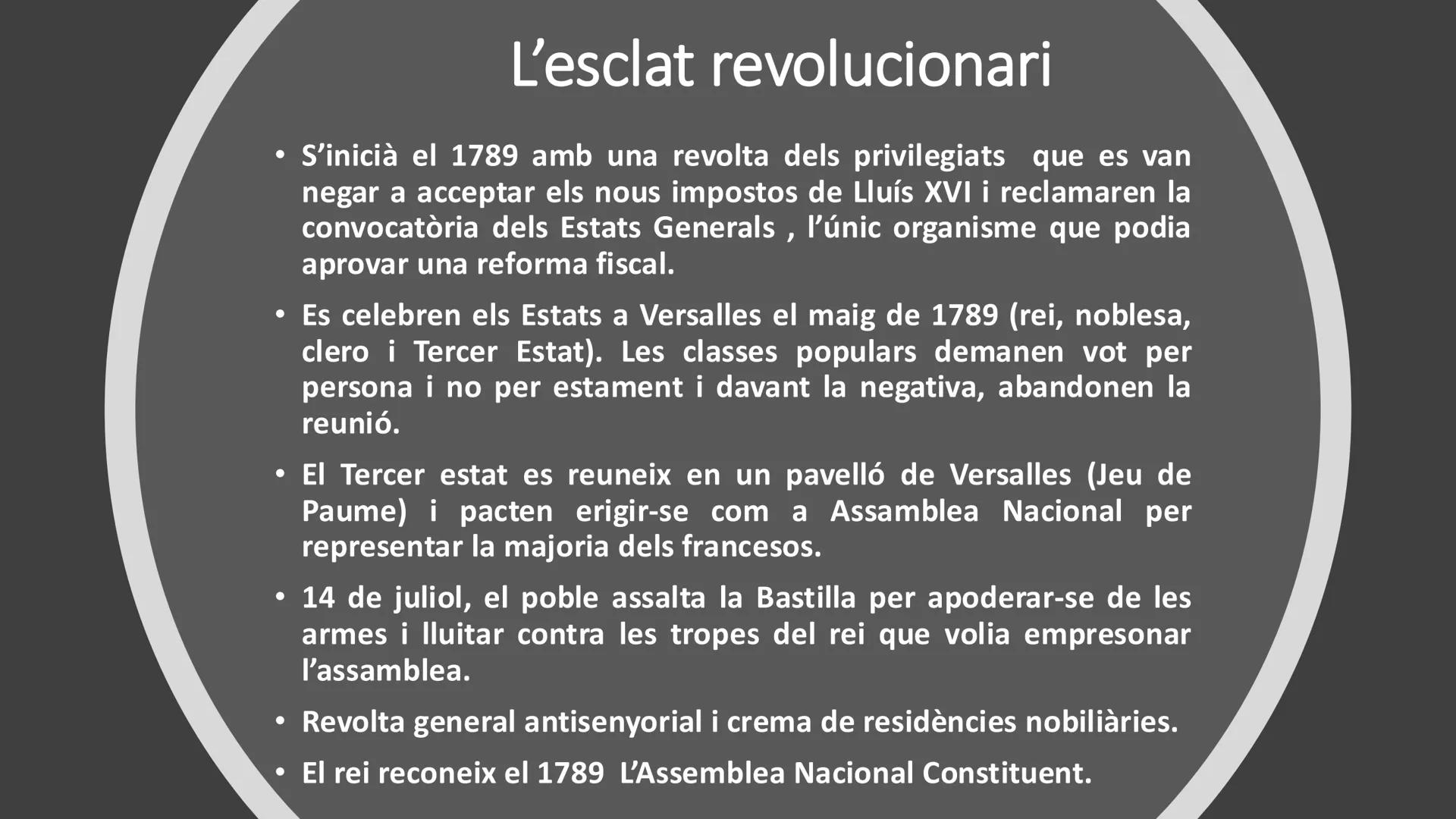 Revolucions
Liberals i
moviments
nacionalistes Influències del
període.
• Les noves idees il·lustrades i el creixement
economic del S.XVIII