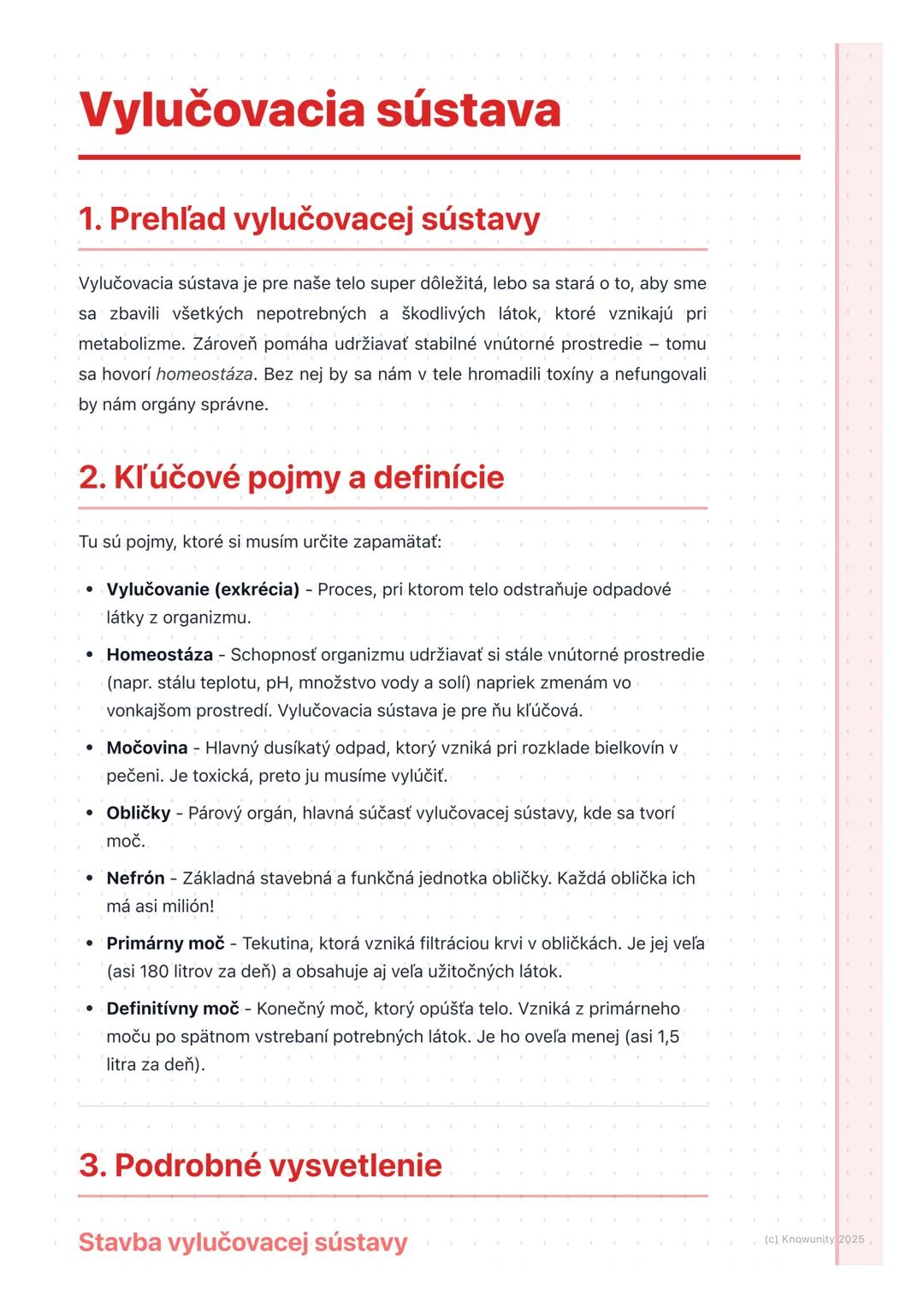 # Vylučovacia sústava
1. Prehľad vylučovacej sústavy
Vylučovacia sústava je pre naše telo super dôležitá, lebo sa stará o to, aby sme
sa z