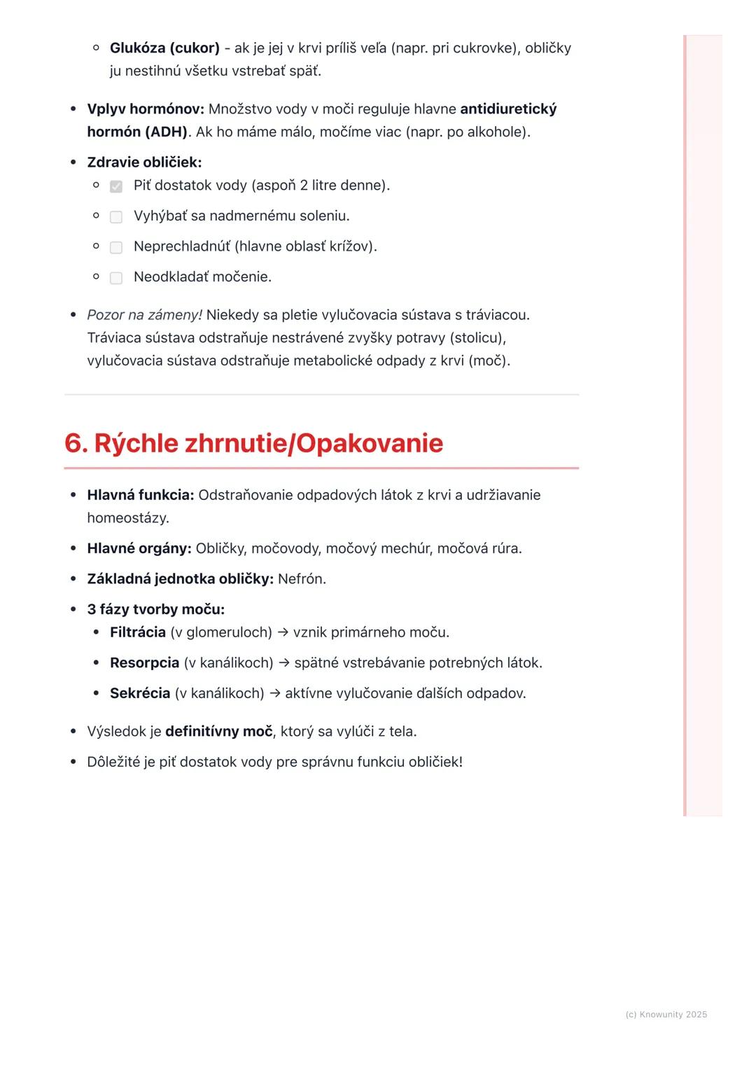 # Vylučovacia sústava
1. Prehľad vylučovacej sústavy
Vylučovacia sústava je pre naše telo super dôležitá, lebo sa stará o to, aby sme
sa z