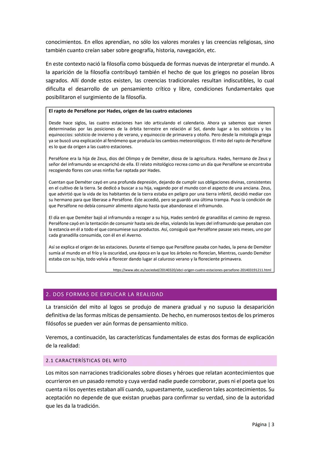 TEMA 1: LOS ORÍGENES DE
FILOSOFÍA
CONTENIDO
1. EL PASO DEL MITO AL LOGOS.
2. DOS FORMAS DE EXPLICAR LA REALIDAD
2.1 CARACTERÍSTICAS DEL MITO