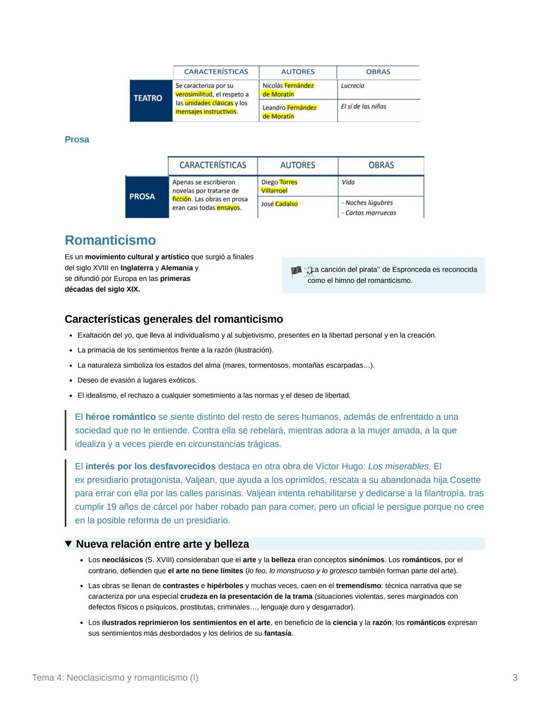 Tema 4: Neoclasicismo y romanticismo (1)
▼ Temario
Neoclasicismo
La ilustración
Obras neoclásicas
Lírica
Ensayo
Teatro
Prosa
Romanticismo
Ca