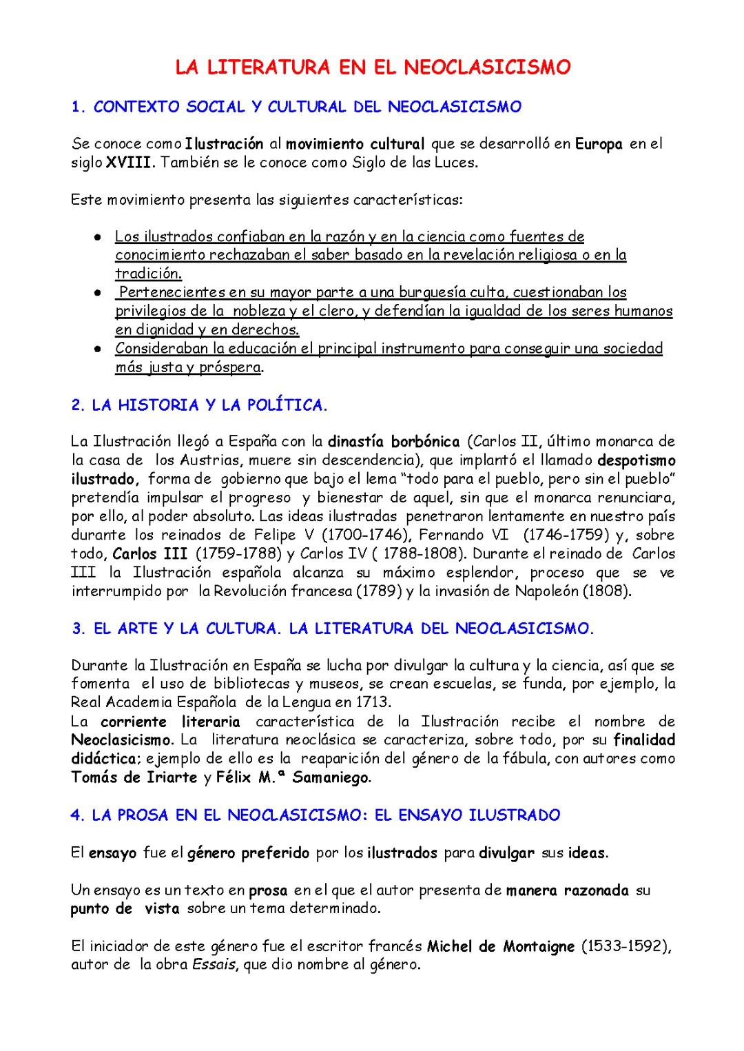 La literatura en el neoclasicismo