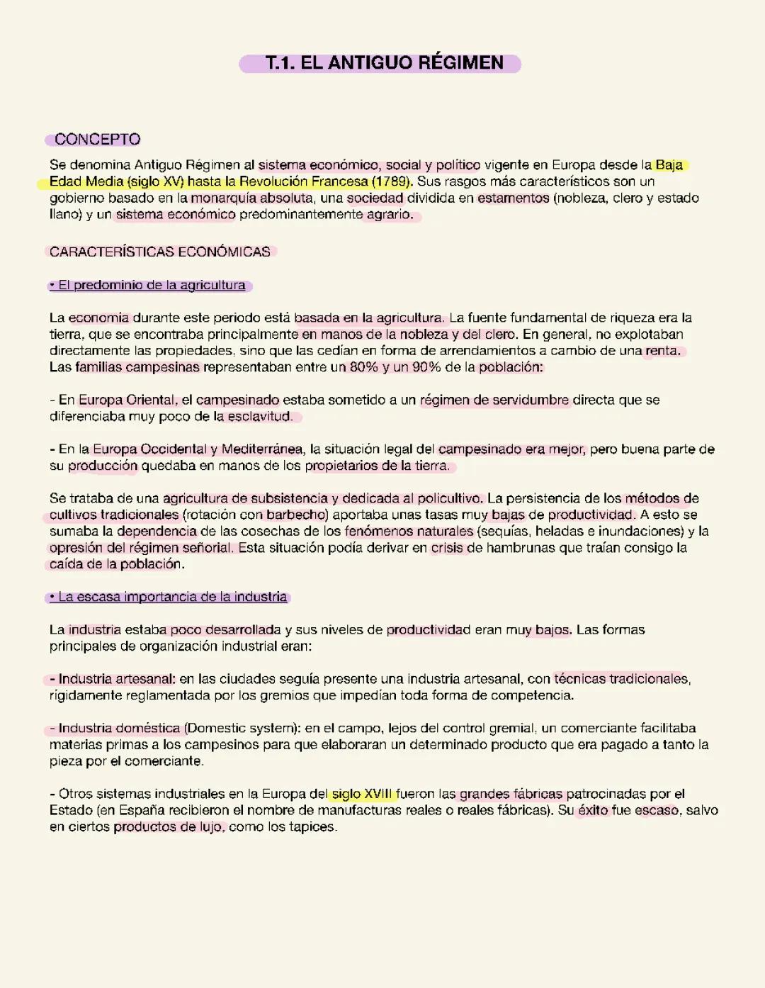 TEMA 1. EL ANTIGUO RÉGIMEN