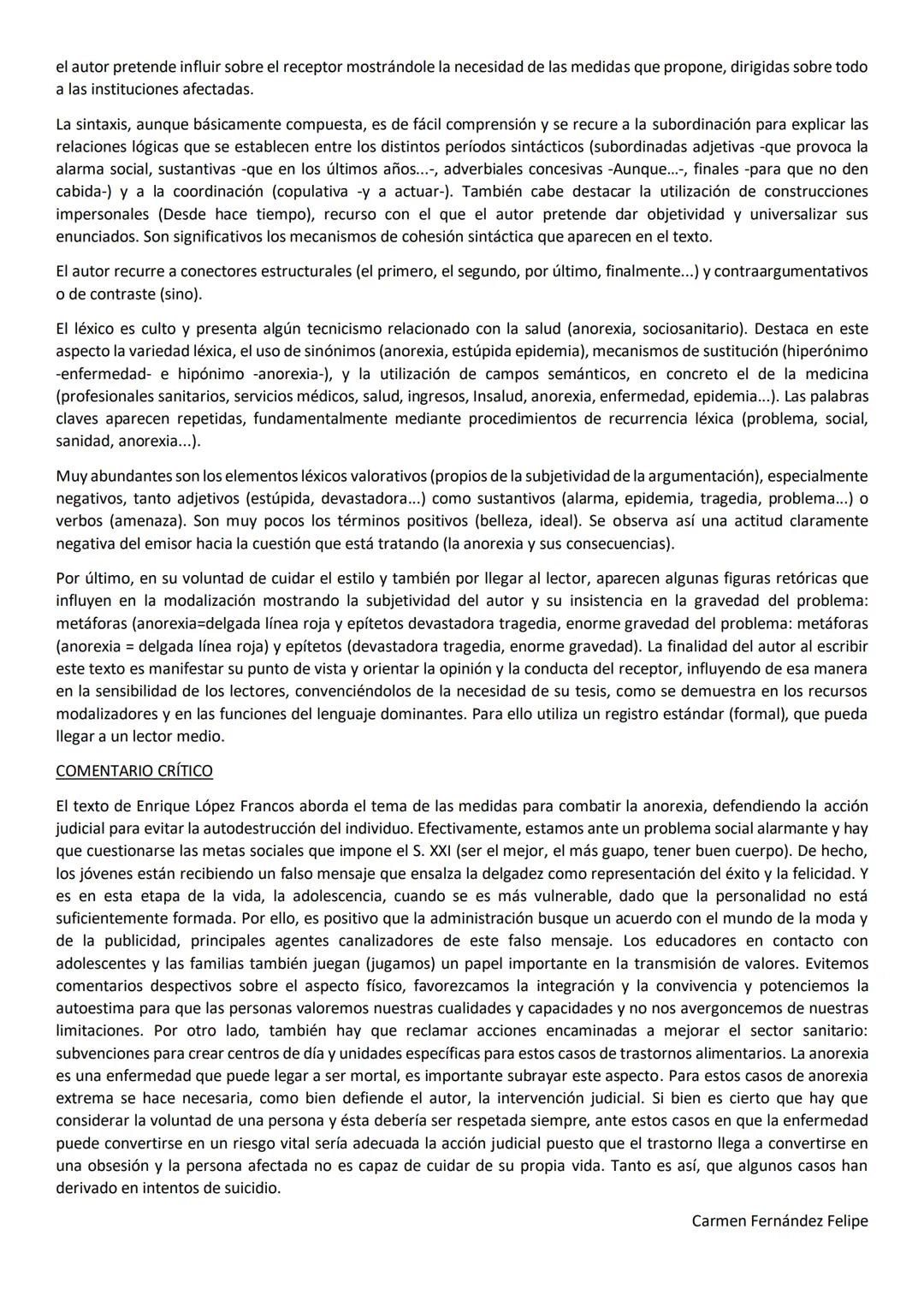 COMENTARIO DE TEXTO. Ejemplo.
Da lo mismo que los afectados sean cien mil o quinientos mil. Es igual que representen el 2 o el 3 por ciento