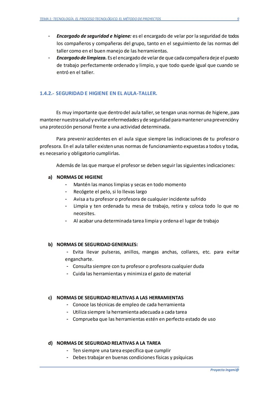 TEMA 1: TECNOLOGÍA. EL PROCESO TECNOLÓGICO. EL MÉTODO DE PROYECTOS
TEMA 1: TECNOLOGÍA. EL PROCESO
TECNOLÓGICO. EL MÉTODO DE PROYECTOS
1.1.-