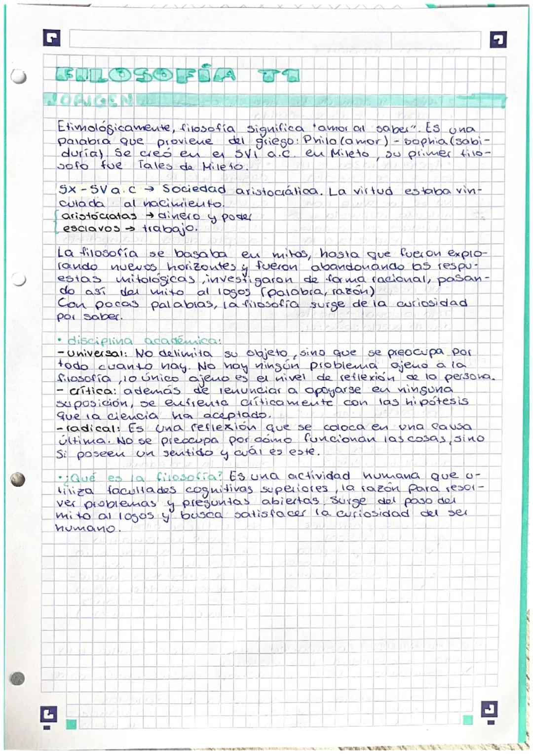 FILOS
Etimologicamente, filosofía significa "amor al saber". Es una
Palabra que proviene dei griego: Philo (amor) - sophia (sabi-
durial Se