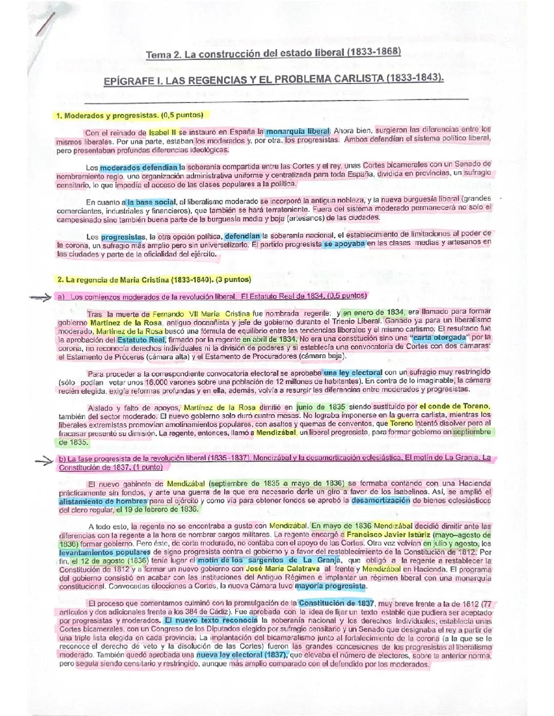 TEMA 2 HISTORIA DE ESPAÑA - LAS REGENCIAS Y EL PROBLRMA CARLISTA