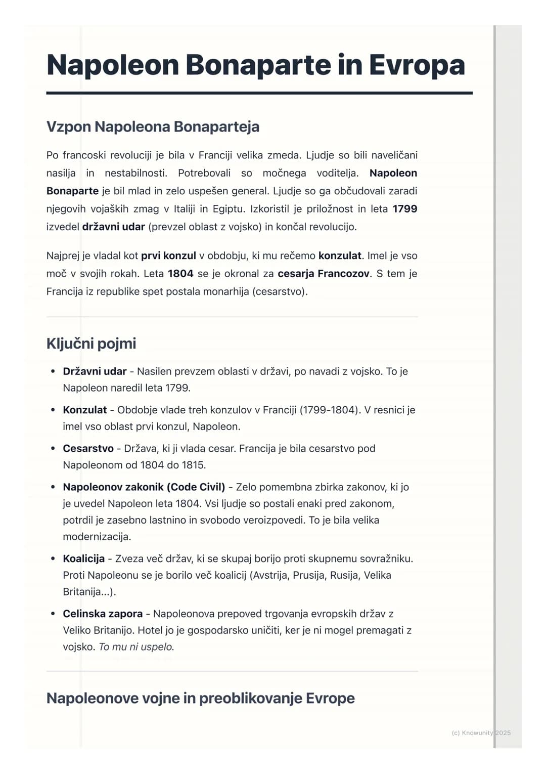 # Napoleon Bonaparte in Evropa
## Vzpon Napoleona Bonaparteja
Po francoski revoluciji je bila v Franciji velika zmeda. Ljudje so bili nave