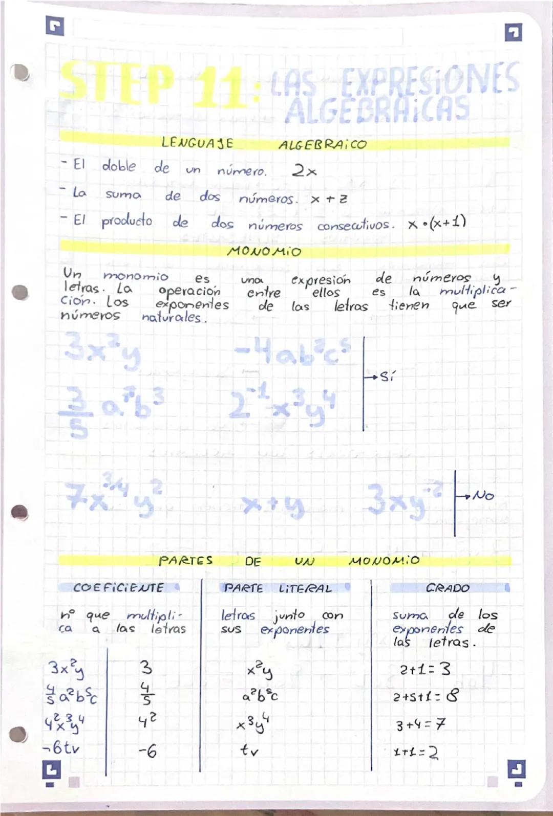 Las expresiones algebraicas