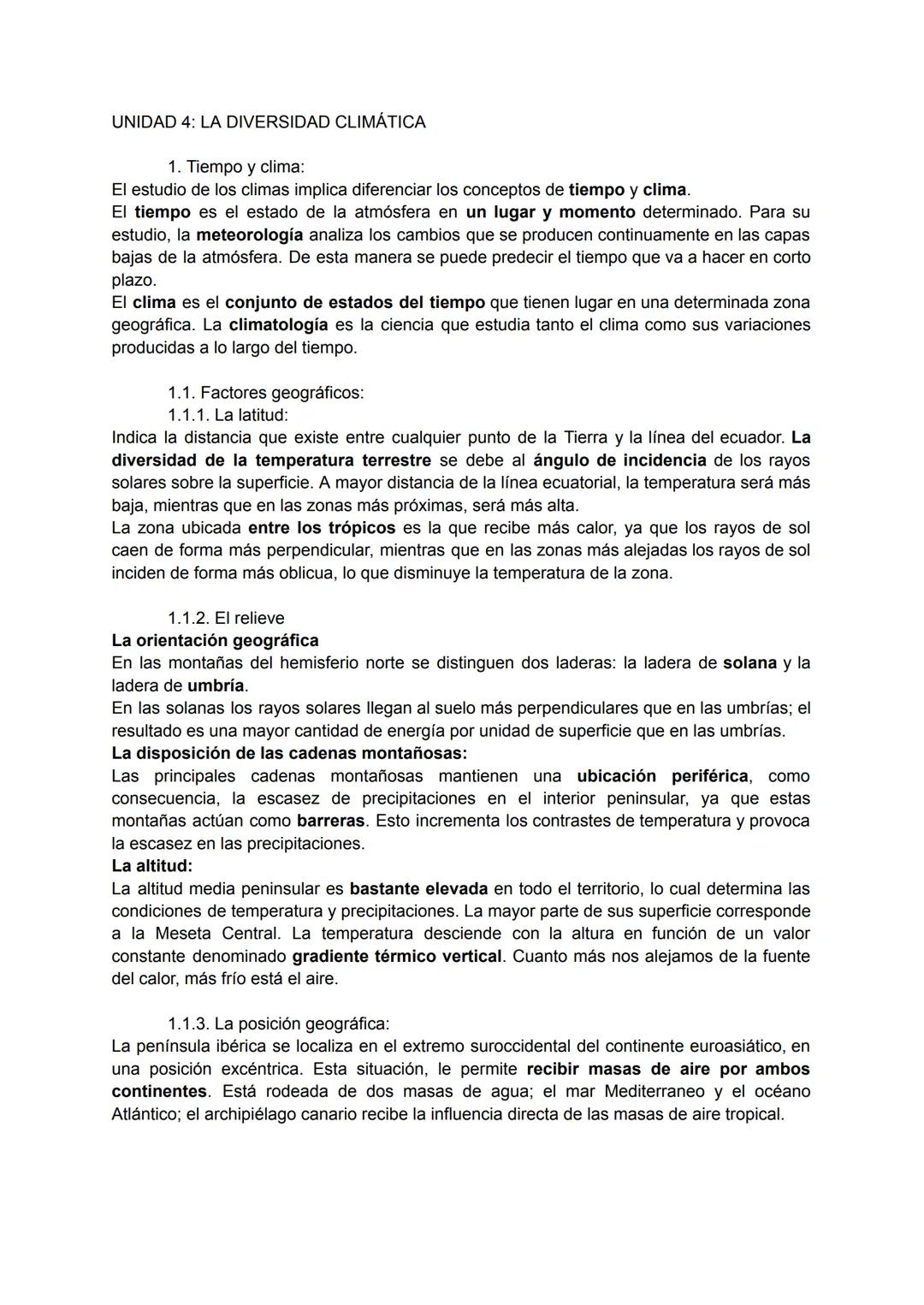 UNIDAD 4: LA DIVERSIDAD CLIMÁTICA
1. Tiempo y clima:
El estudio de los climas implica diferenciar los conceptos de tiempo y clima.
El tiempo