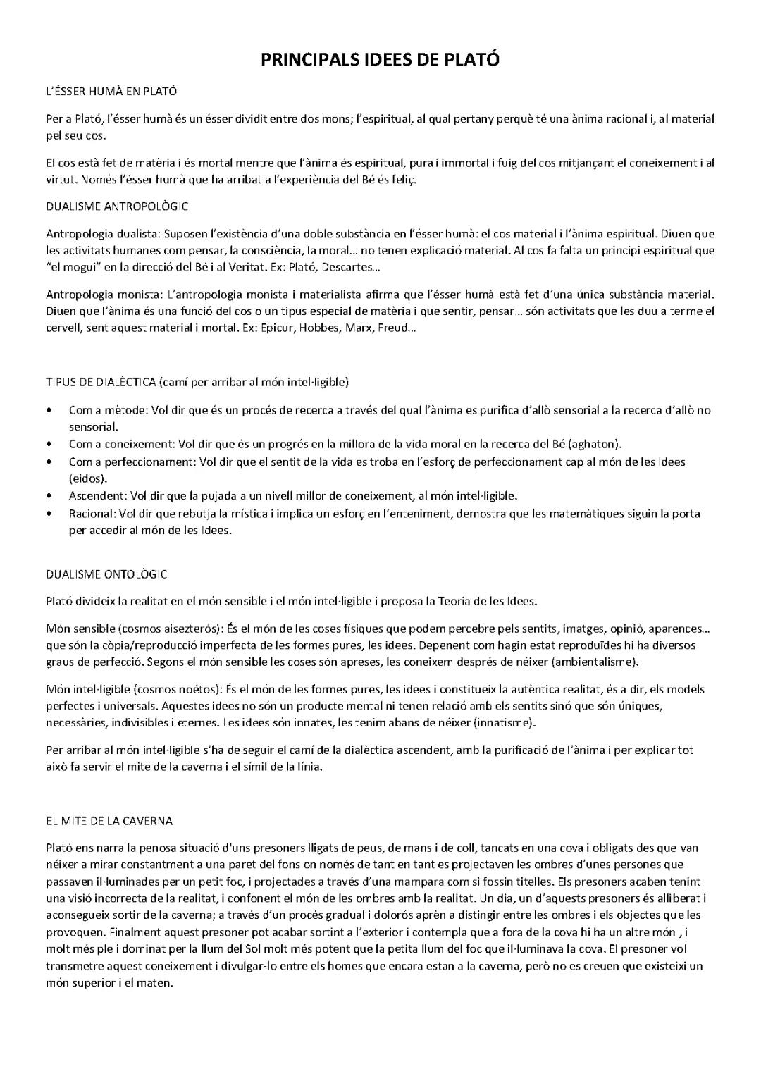 IDEALS PLATÒNICS (PLATÓ)