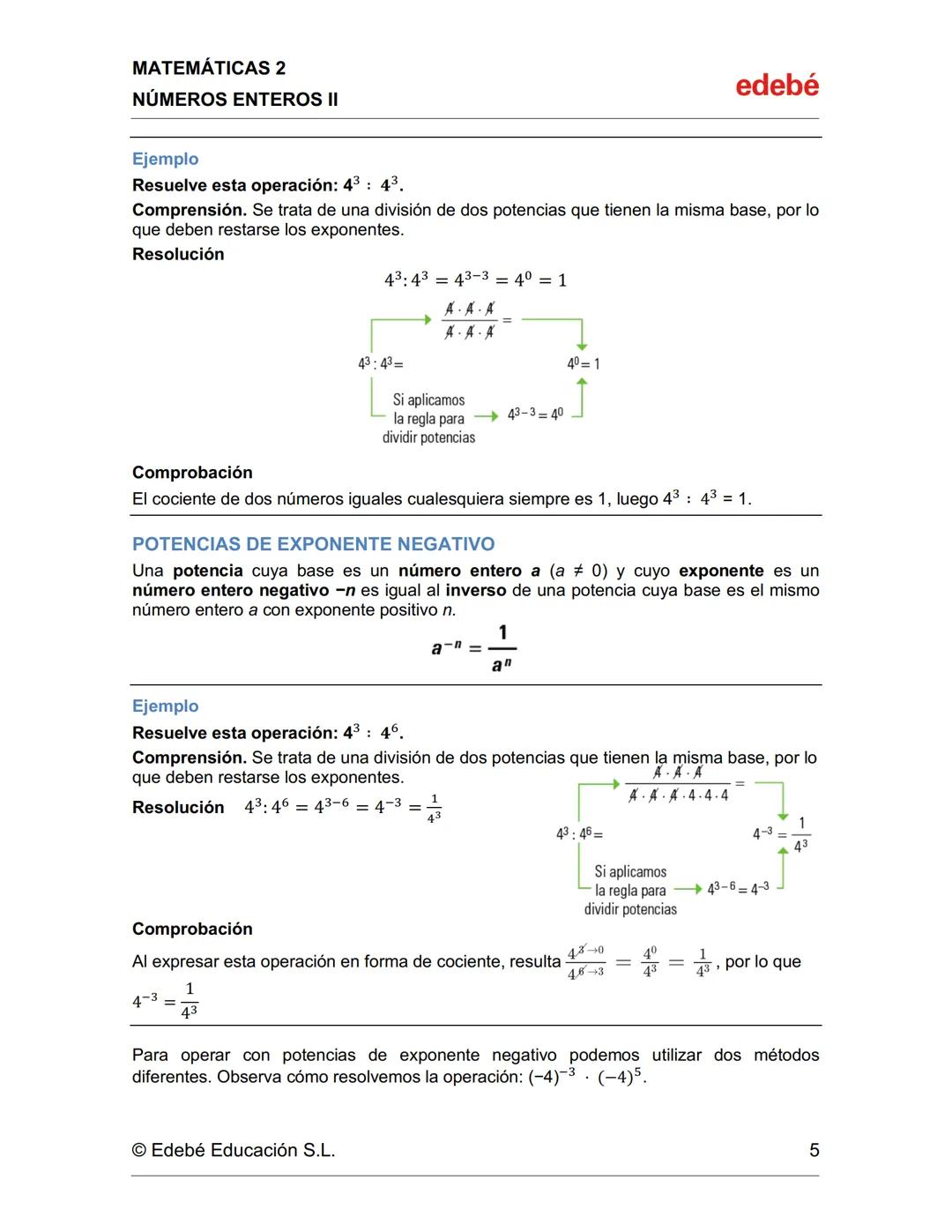 # MATEMÁTICAS 2
# NÚMEROS ENTEROS II
# 8. POTENCIAS DE BASE ENTERA Y EXPONENTE NATURAL
edebé
Una caja está dividida en 4 compartimentos.