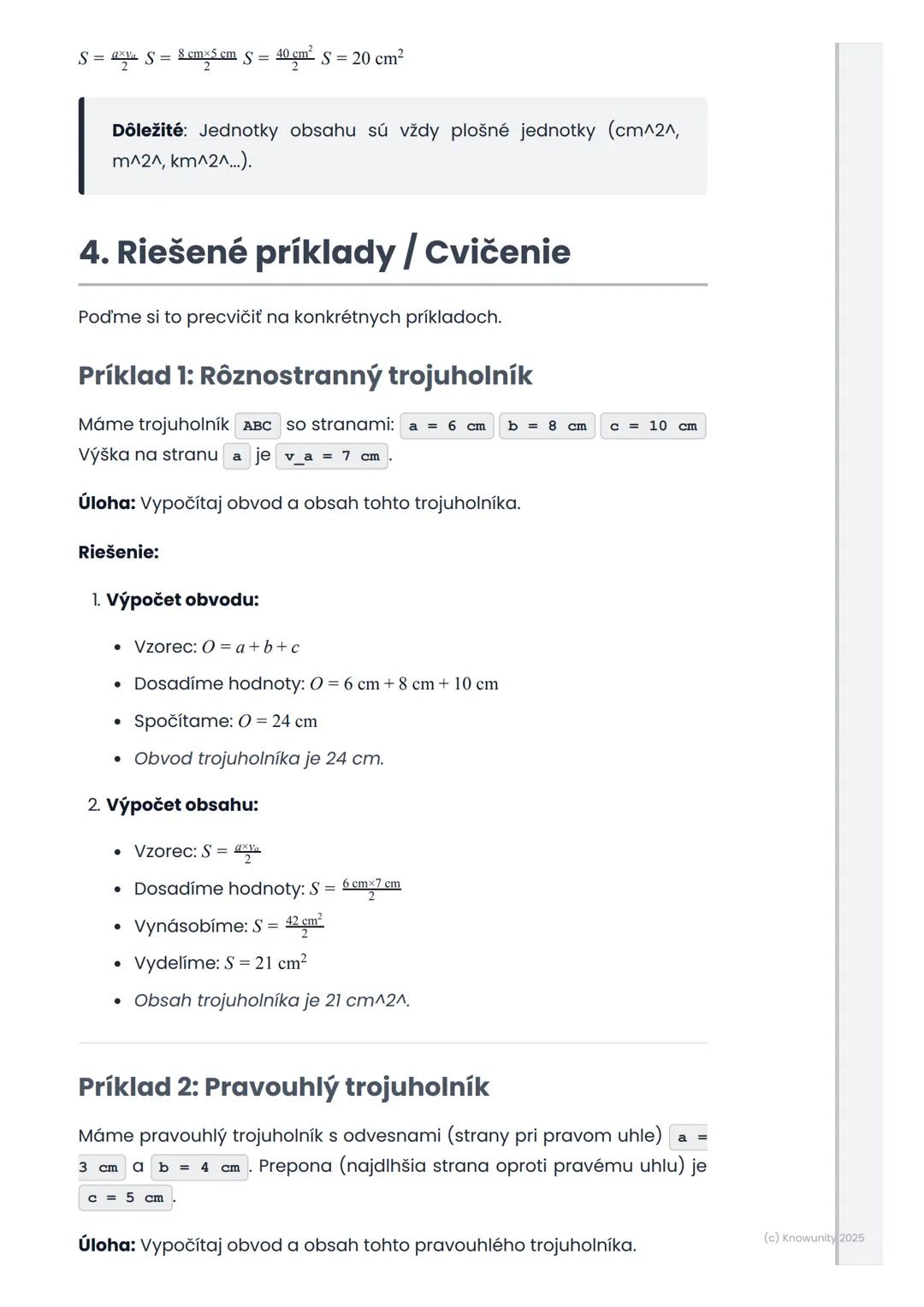 # Obvod a obsah trojuholníka
## 1. Prehľad / Úvod
Dnes sa budeme učiť o trojuholníkoch, čo je super dôležité v
matematike! Trojuholníky sú
