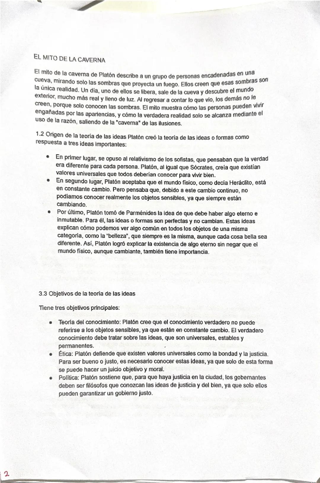 # TEMA 1: PLATÓN
1.La teoría de las ideas
El conocimiento de los universal y eterno: mundo inteligible
El conocimiento de lo cambiante y mú
