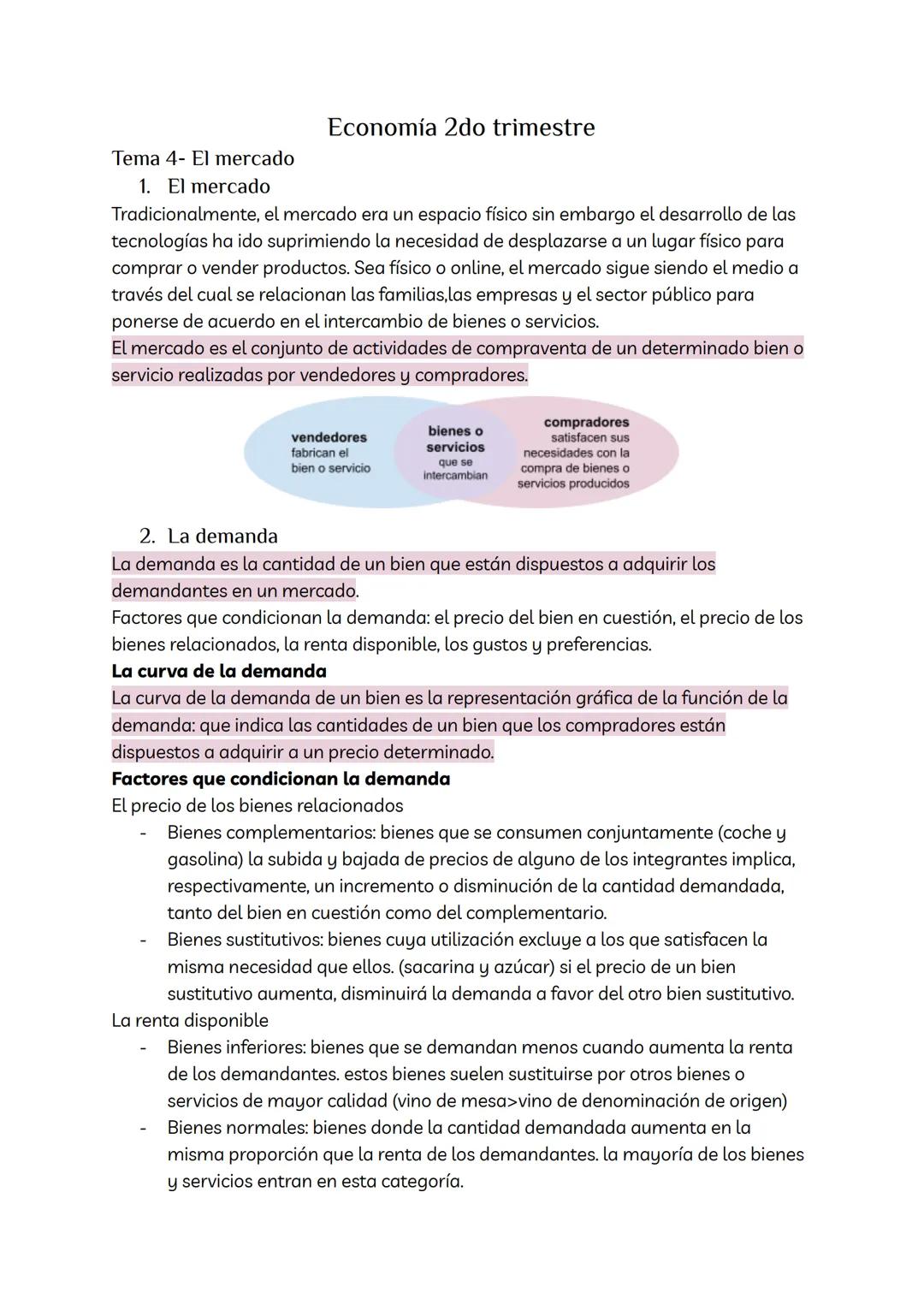 Tema 4- El mercado
1. El mercado
Economía 2do trimestre
Tradicionalmente, el mercado era un espacio físico sin embargo el desarrollo de las
