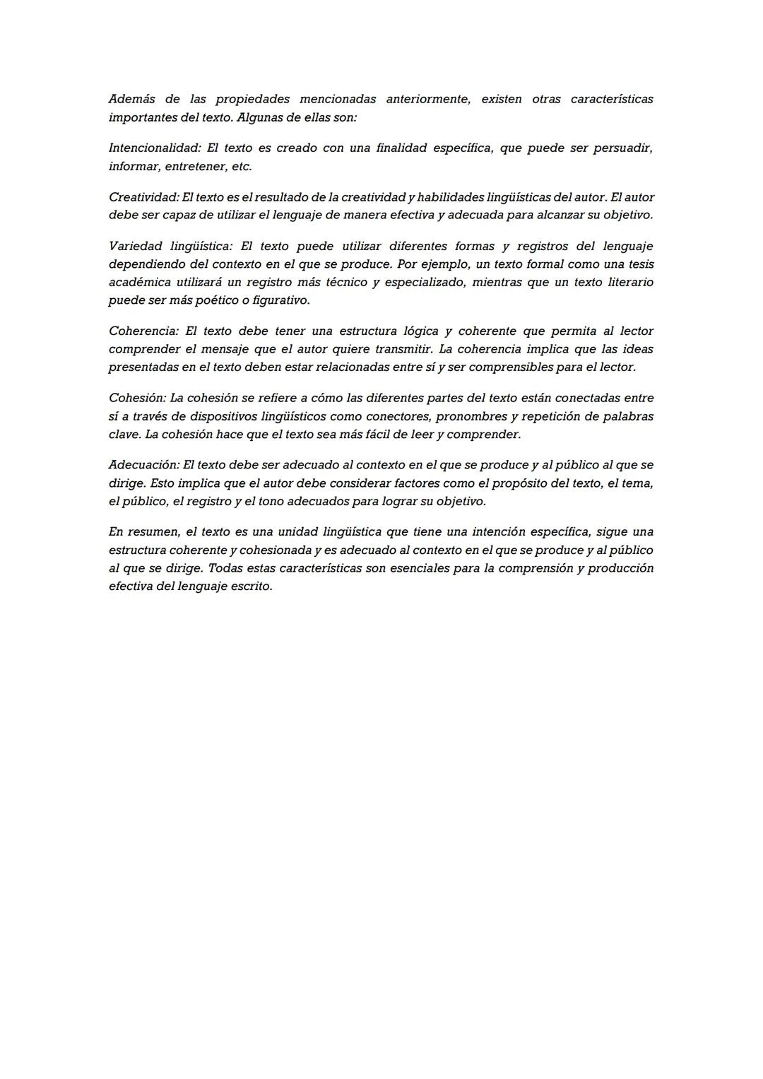# El texto
El texto es una unidad comunicativa compuesta por un conjunto de oraciones que transmiten una
información específica. Es decir,