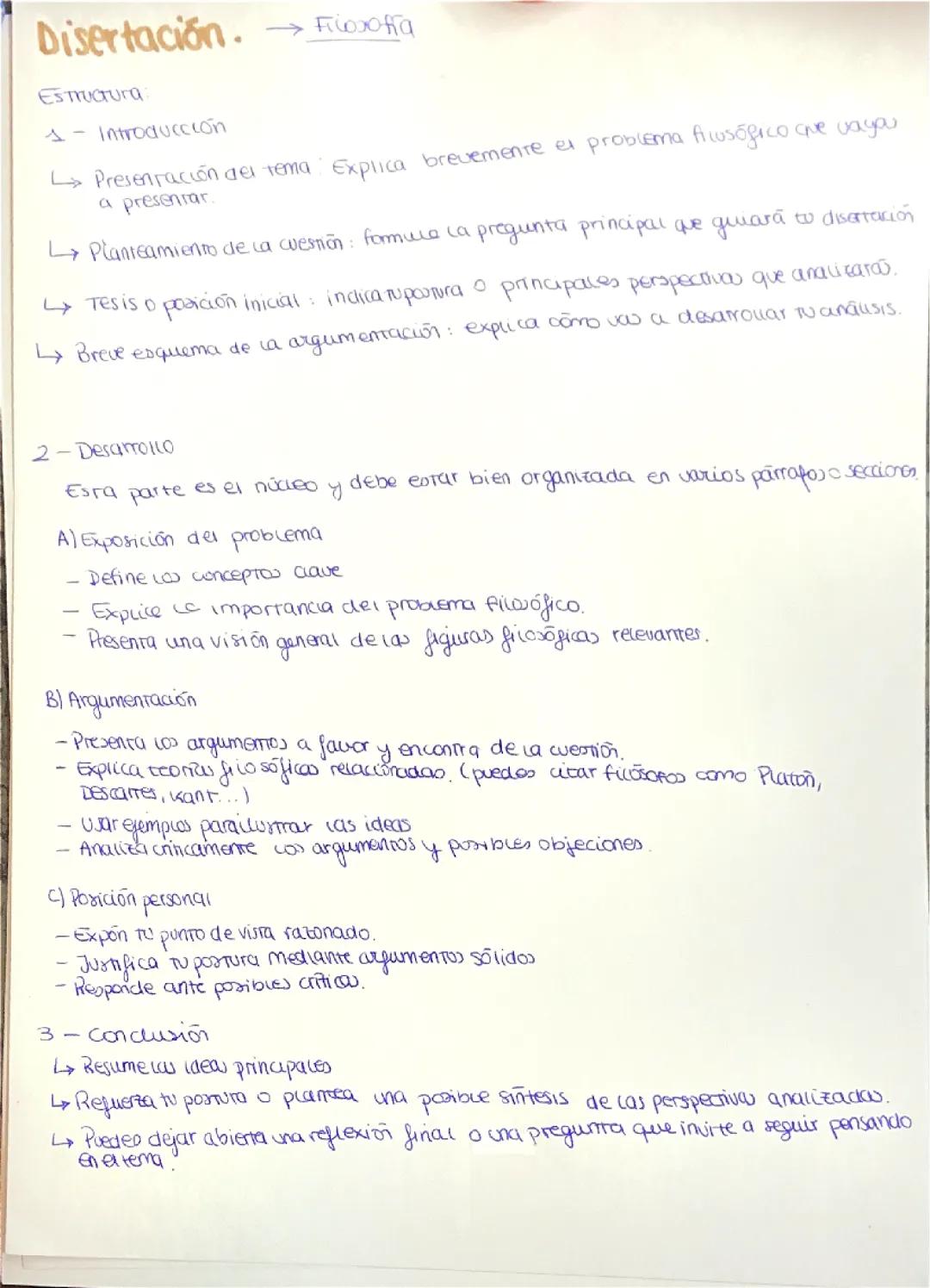 Estructura para una disertación de filosofía