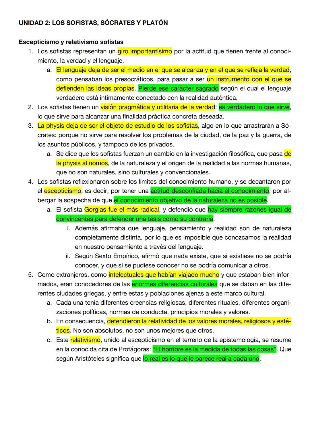 # UNIDAD 2: LOS SOFISTAS, SÓCRATES Y PLATÓN
Escepticismo y relativismo sofistas
1. Los sofistas representan un giro importantísimo por la