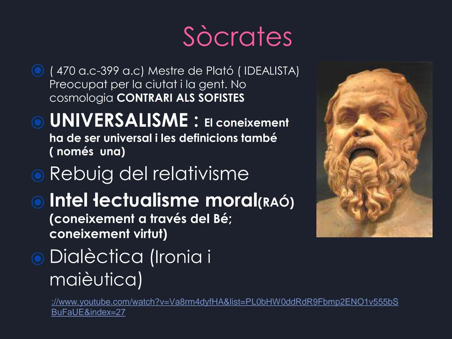 PLATÓ
Història de la filosofia.
1r trimestre. Presocràtics
Del mite al logos
S. VII/V ac
4 elements (aigua, terra, foc i aire)
Excepció: Dem