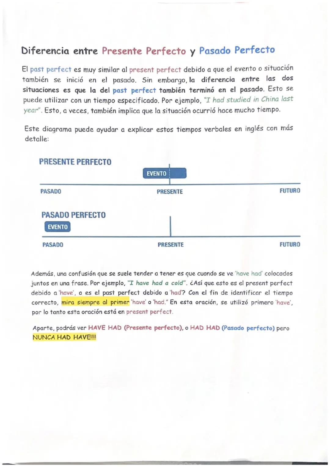 PRESENTE PERFECTO Y PASADO PERFECTO EN
INGLÉS
El presente perfecto y pasado perfecto en inglés son algunos de los tiempos
verbales en inglés