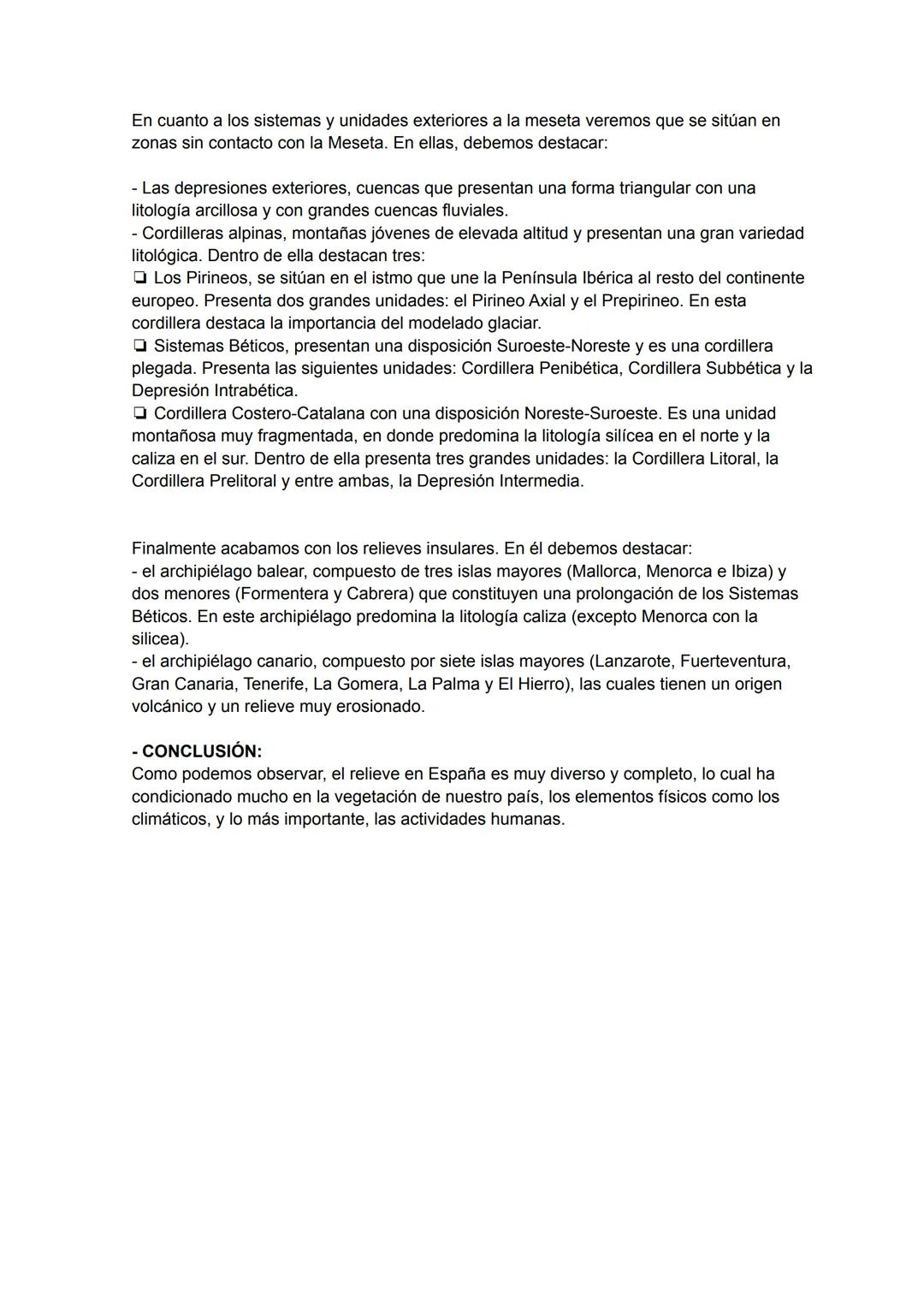 Tema 2: Relieve Peninsular.
- INTRODUCCIÓN:
La variedad de unidades del relieve en España vienen explicadas por su origen geológico
y por su