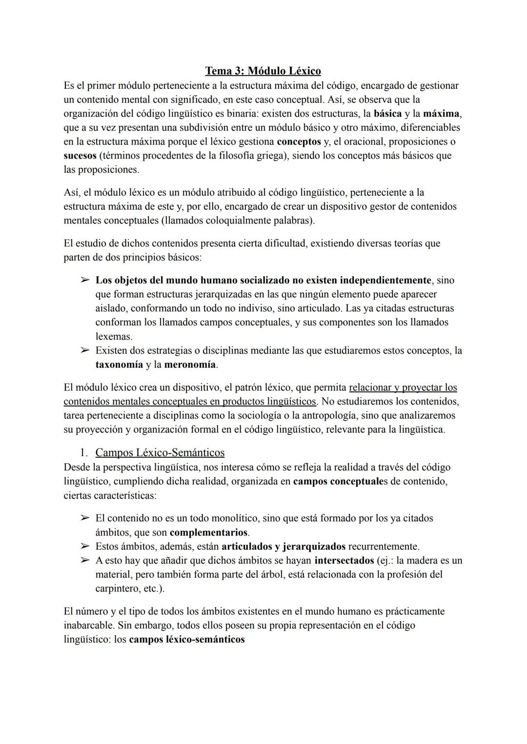 Tema 3: Módulo Léxico
Es el primer módulo perteneciente a la estructura máxima del código, encargado de gestionar
un contenido mental con si