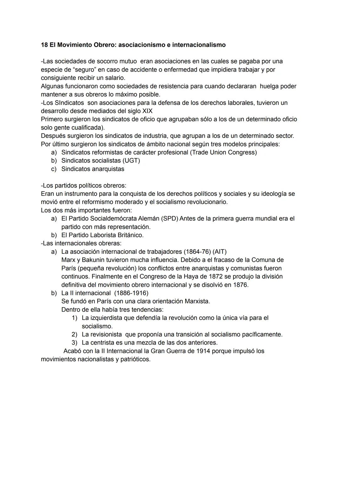 17 El Movimiento Obrero: Primeras actuaciones y nuevas ideologías.
El movimiento obrero se basa en que las condiciones de trabajo y vida era