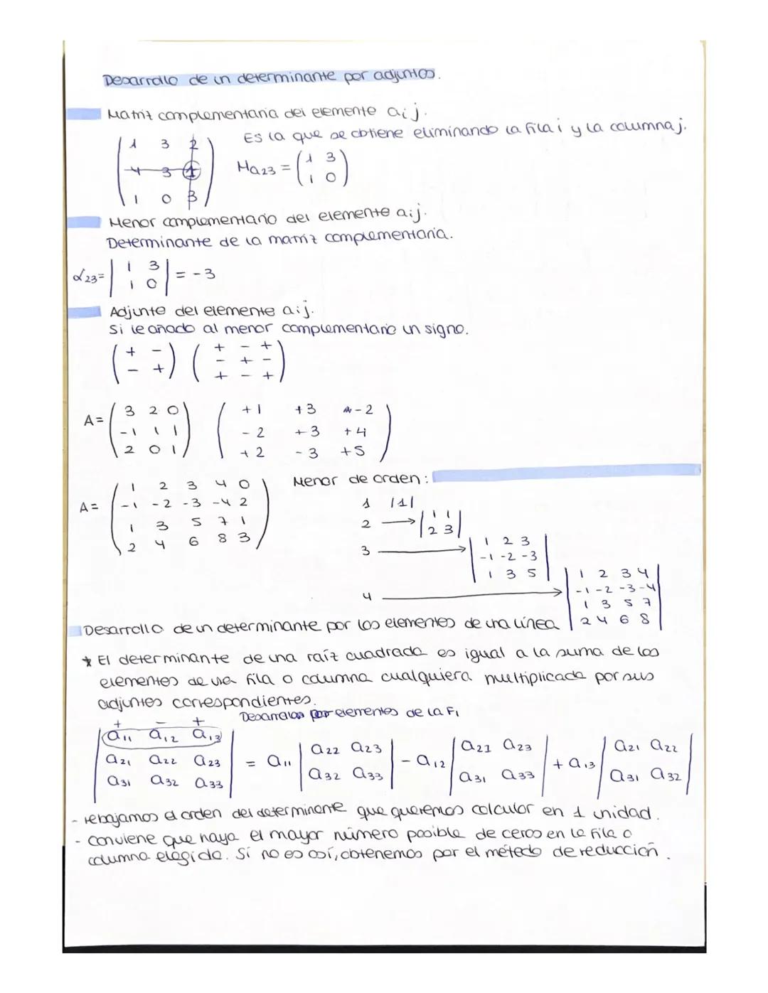 determinantes
se calculan en matrices cuadrados y da un número.
de+ (A)
JA)
Determinante de orden 2,
A=
an
Q21
101 = 0
P. 62
a)
9/3
-)
d)
|A