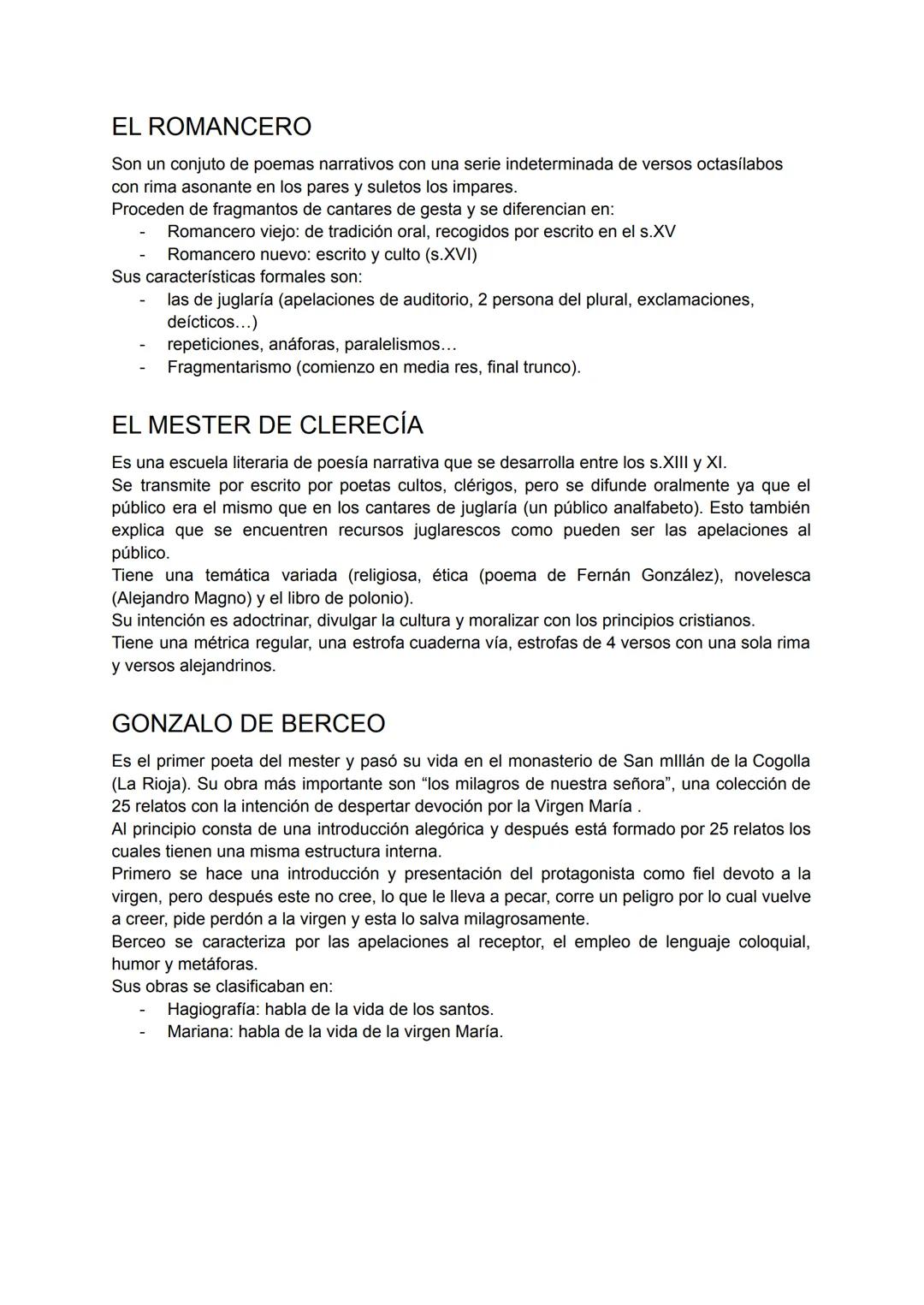 2 EXAMEN CASTELLANO
LA LITERATURA MEDIEVAL
S. XI (jarchas) - S.XII (cantigas de amigo/ cantar del mio cid) - S.XIII (milagros de nuestra
señ