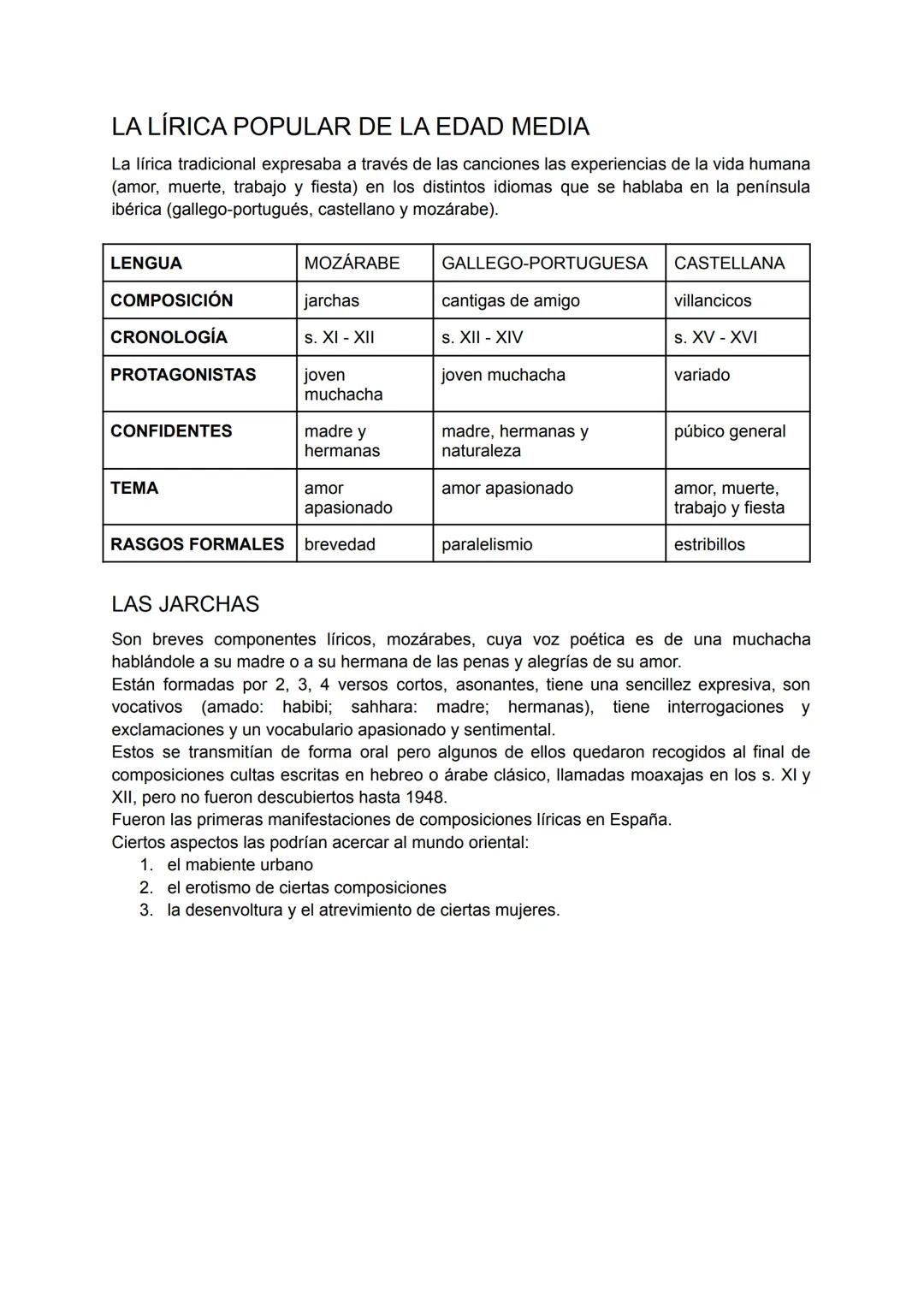 2 EXAMEN CASTELLANO
LA LITERATURA MEDIEVAL
S. XI (jarchas) - S.XII (cantigas de amigo/ cantar del mio cid) - S.XIII (milagros de nuestra
señ