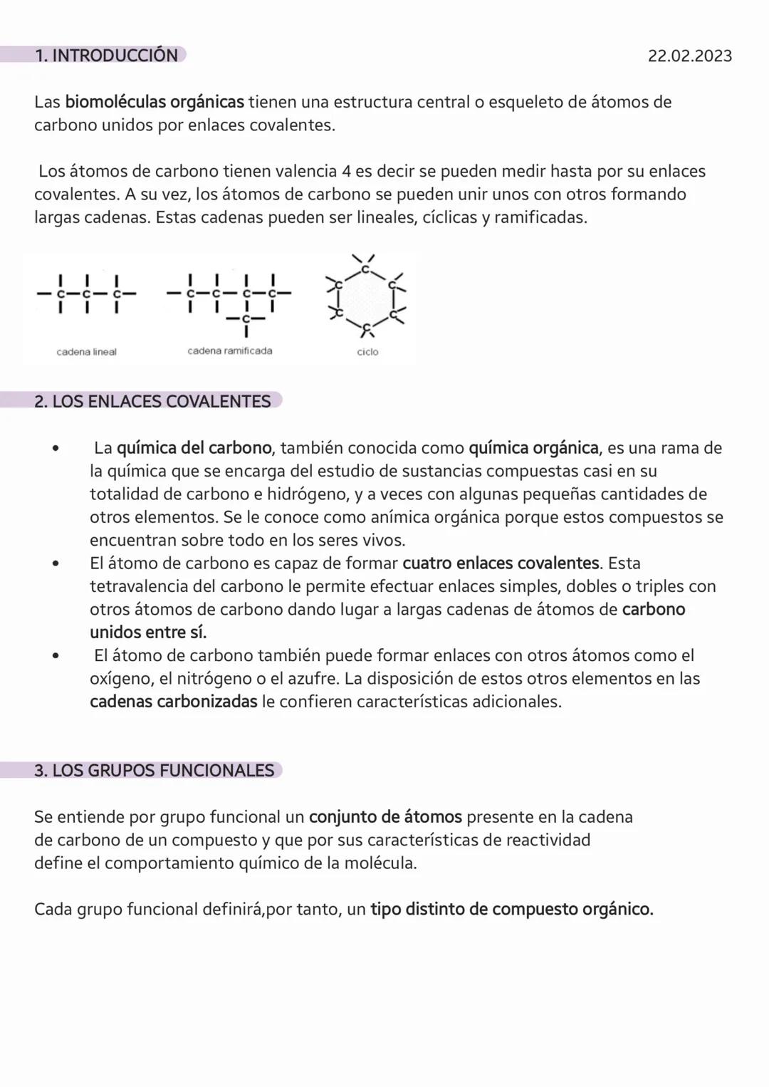# LOS
## GLÚCIDOS
Angelina Dosinchuk 1CTA # 1. INTRODUCCIÓN
22.02.2023
Las biomoléculas orgánicas tienen una estructura central o esquelet