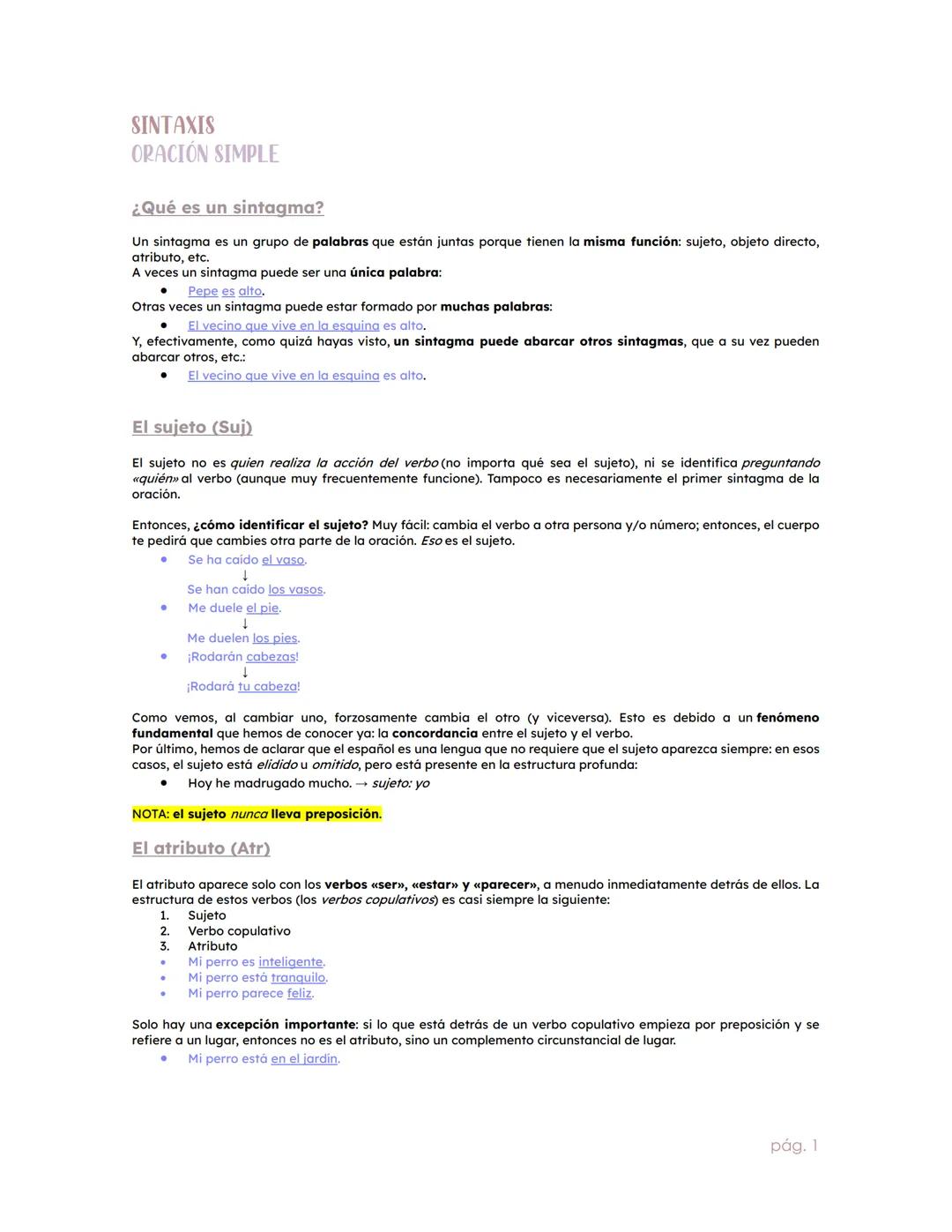 Sintaxis - Oración Simple