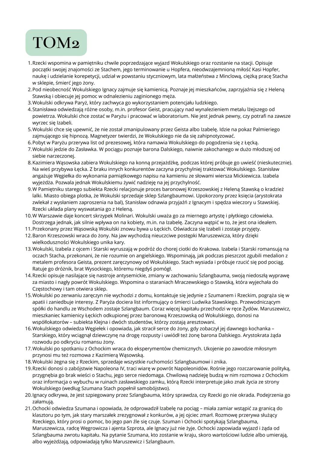 STRESZCZENIE ----STRESZCZENIE ---- STRESZCZENIE
# LALKA
BOLESŁAW PRUS
TOM 1
1. Stanisław Wokulski wraca z fortuną z Bułgarii do Warszawy