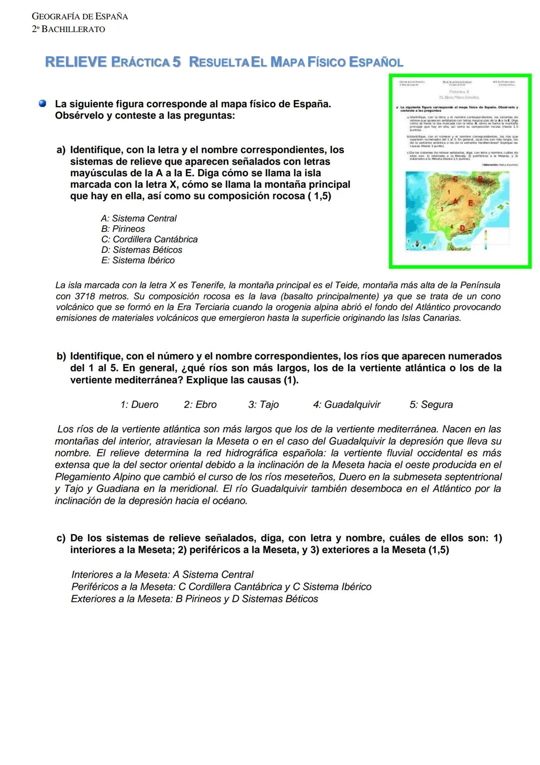 PRÁCTICAS RESUELTAS DEL RELIEVE ESPAÑOL
RELIEVE: PRÁCTICA 1 EL ROQUEDO PENINSULAR ||
◆ El mapa representa el roquedo de la Península Ibérica