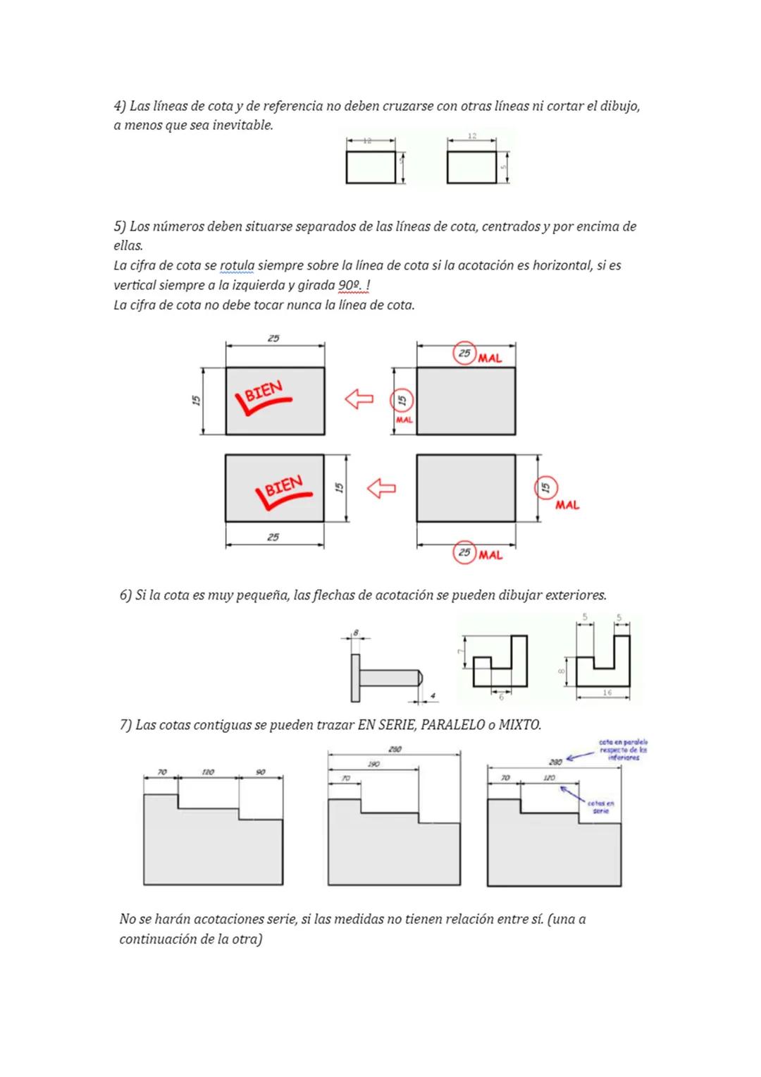 6. Acotación.
ACOTAR:
Indicar las medidas reales (en mm) de un 1
I objeto sobre el dibujo, de modo que su
interpretación sea sencilla, para