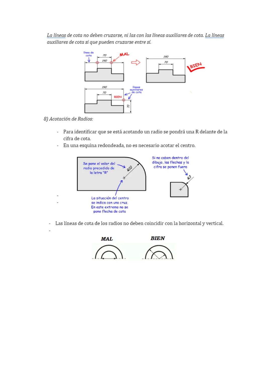 6. Acotación.
ACOTAR:
Indicar las medidas reales (en mm) de un 1
I objeto sobre el dibujo, de modo que su
interpretación sea sencilla, para