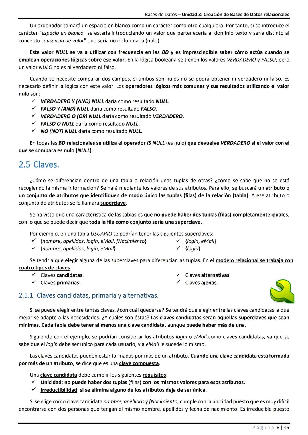 Unidad 3: Creación de Bases de Datos relacionales
Índice de contenidos
Modelo de datos.
1.1 Concepto y tipos.
1.2 Proceso de diseño de una B
