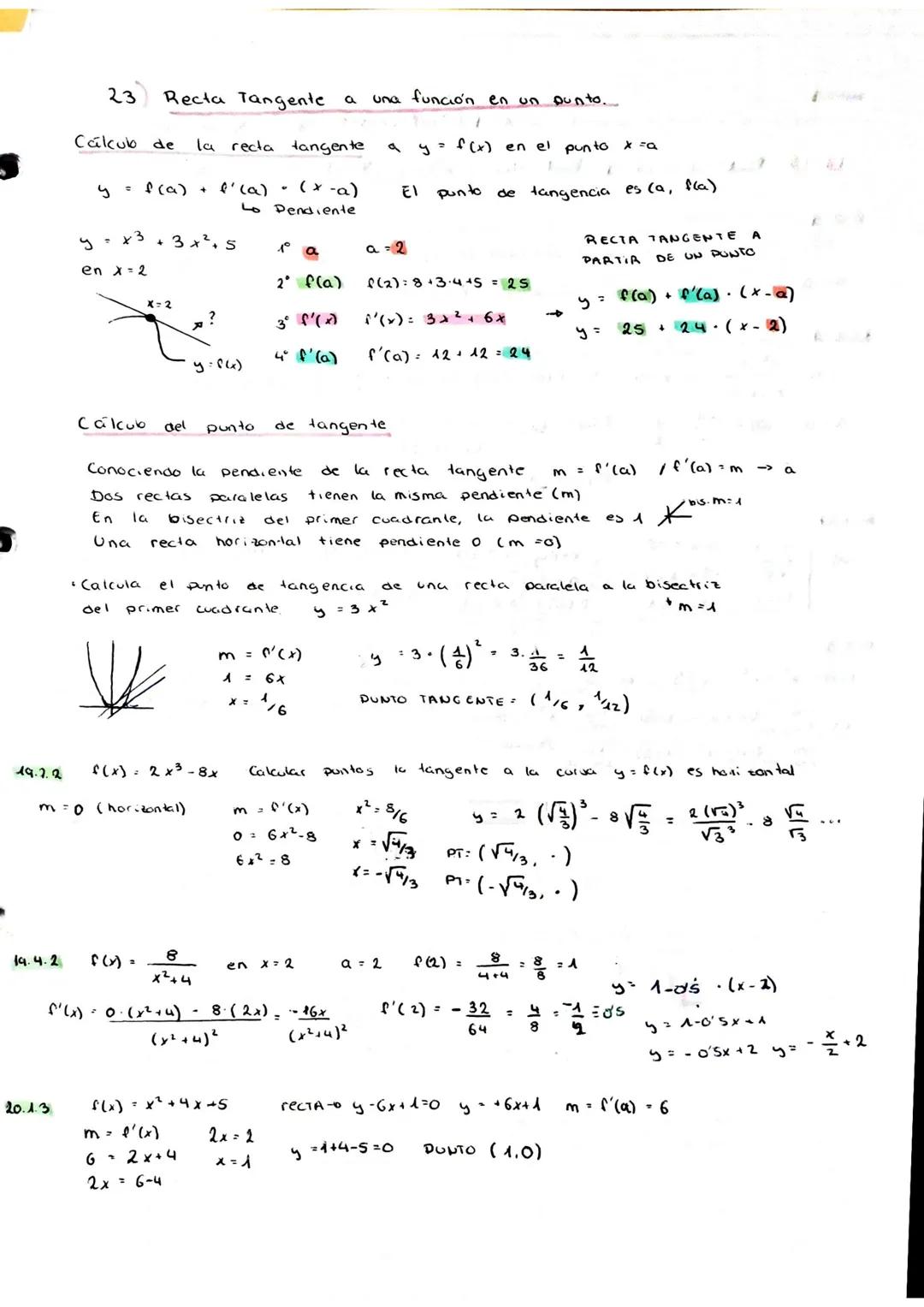 19.2.2
14.4.2
23
20.1.3
Calcub de
la recta tangente
y = f(a) + f'(a) ⋅ (x-a)
Lo Pendiente
x3
yo
en x = 2
Calcub
Recta Tangente a
la
+3x²+5
X