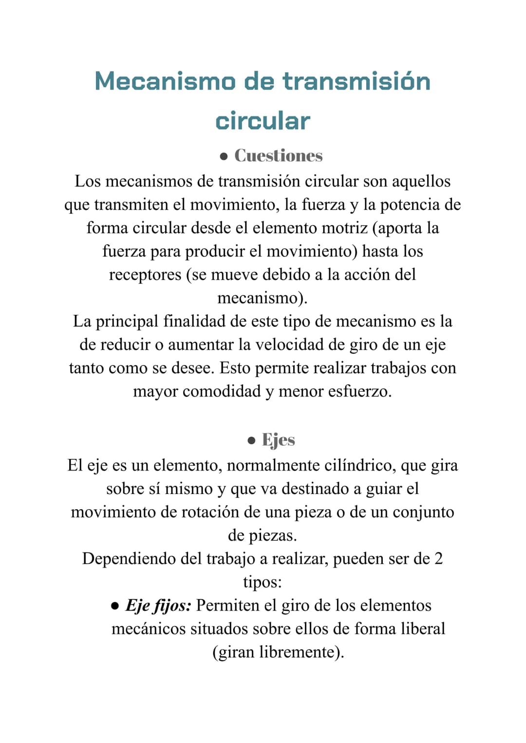 # Mecanismos II:
Transmisión de movimiento
Hecho por:
Nombre y apellidos:
Curso: # ÍNDICE
* Mecanismo de transmisión circular
* Cue