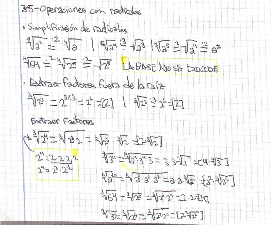 Radicales y Operaciones Matemáticas – 4 ESO