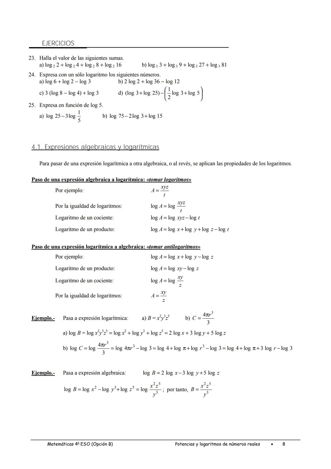 2. Simplifica las siguientes expresiones.
a) $\frac{6x^4y^2}{3x^2y^{-2}}$
b) $\frac{4x^{-3}y^3}{2x^{-1}y^{-1}}$
c) $\frac{60x^5y^{-3}z^6}{18
